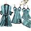 Pijamale Satin 4 Piese, Material Fin si Elegant, Set Bluza, Pantaloni, Pantaloni Scurti si Halat, Rafinament si Confort | 0696-PK