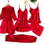 Pijamale Satin 5 Piese, Material Fin si Elegant, Set Bluza, Pantaloni Lungi, Pantaloni Scurti, Halat si Top, Rafinament si Versatilitate | 0704-PK