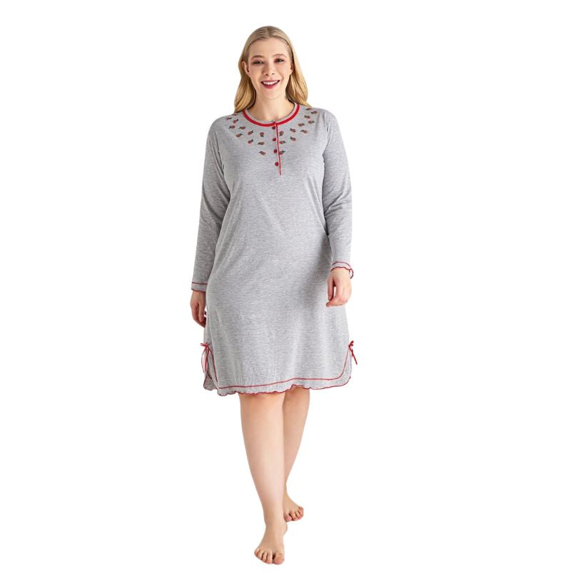 Camasa de Noapte Baki, Material Moale si Fiin, Confort si Eleganta, Pentru Femei, Toate Sezoanele | 0425-PK