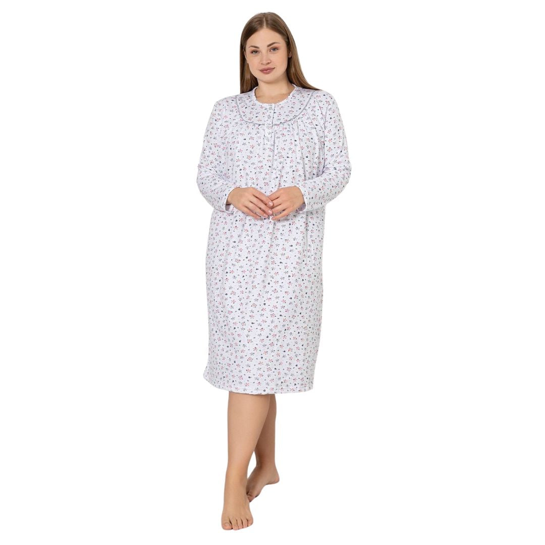 Camasa de Noapte Baki Vatuite, Material Moale, Caldura si Confort, Pentru Femei | 0065-PK Imagine principală a produsului