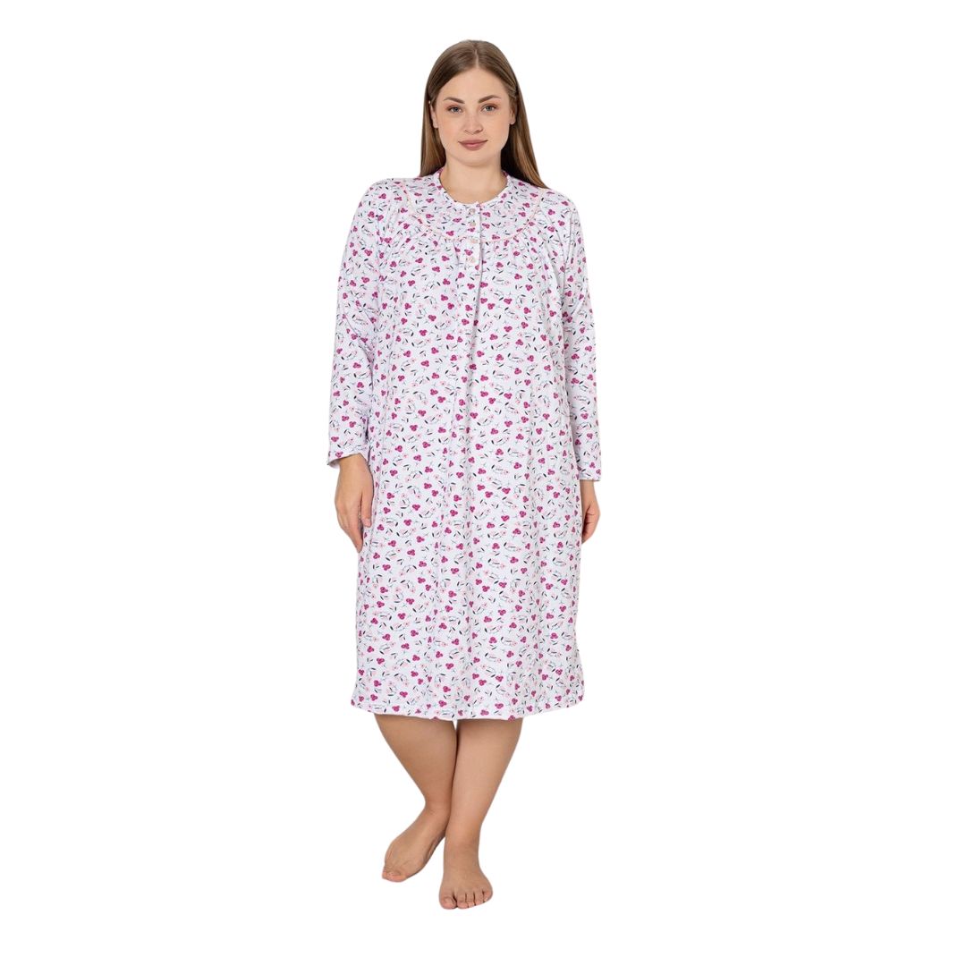 Camasa de Noapte Baki Vatuite, Material Moale, Caldura si Confort, Pentru Femei | 0067-PK