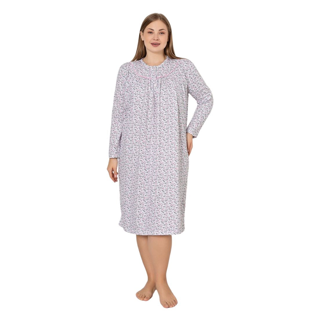 Camasa de Noapte Baki Vatuite, Material Moale, Caldura si Confort, Pentru Femei | 0072-PK