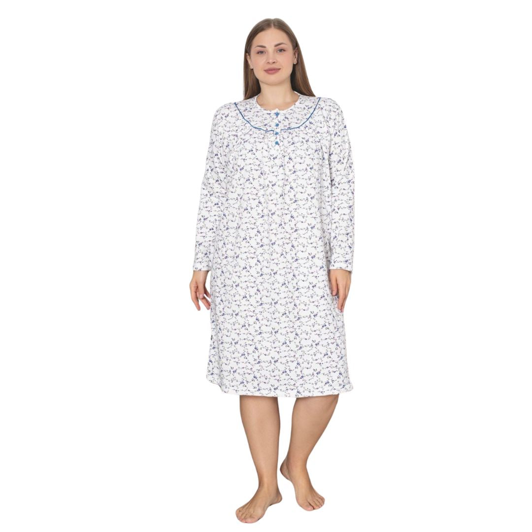 Camasa de Noapte Baki Vatuite, Material Moale, Caldura si Confort, Pentru Femei | 0074-PK Imagine principală a produsului