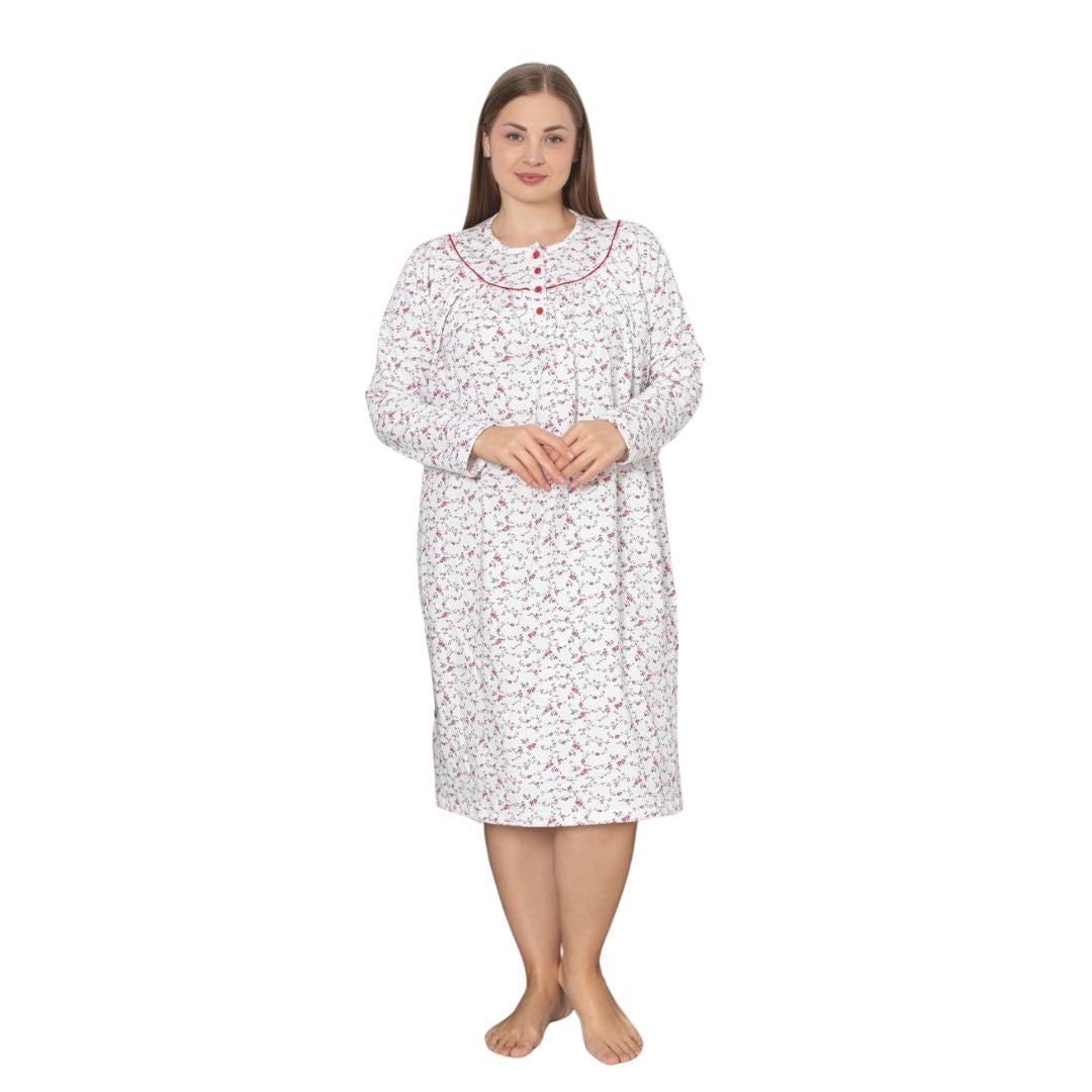 Camasa de Noapte Baki Vatuite, Material Moale, Caldura si Confort, Pentru Femei | 0075-PK 