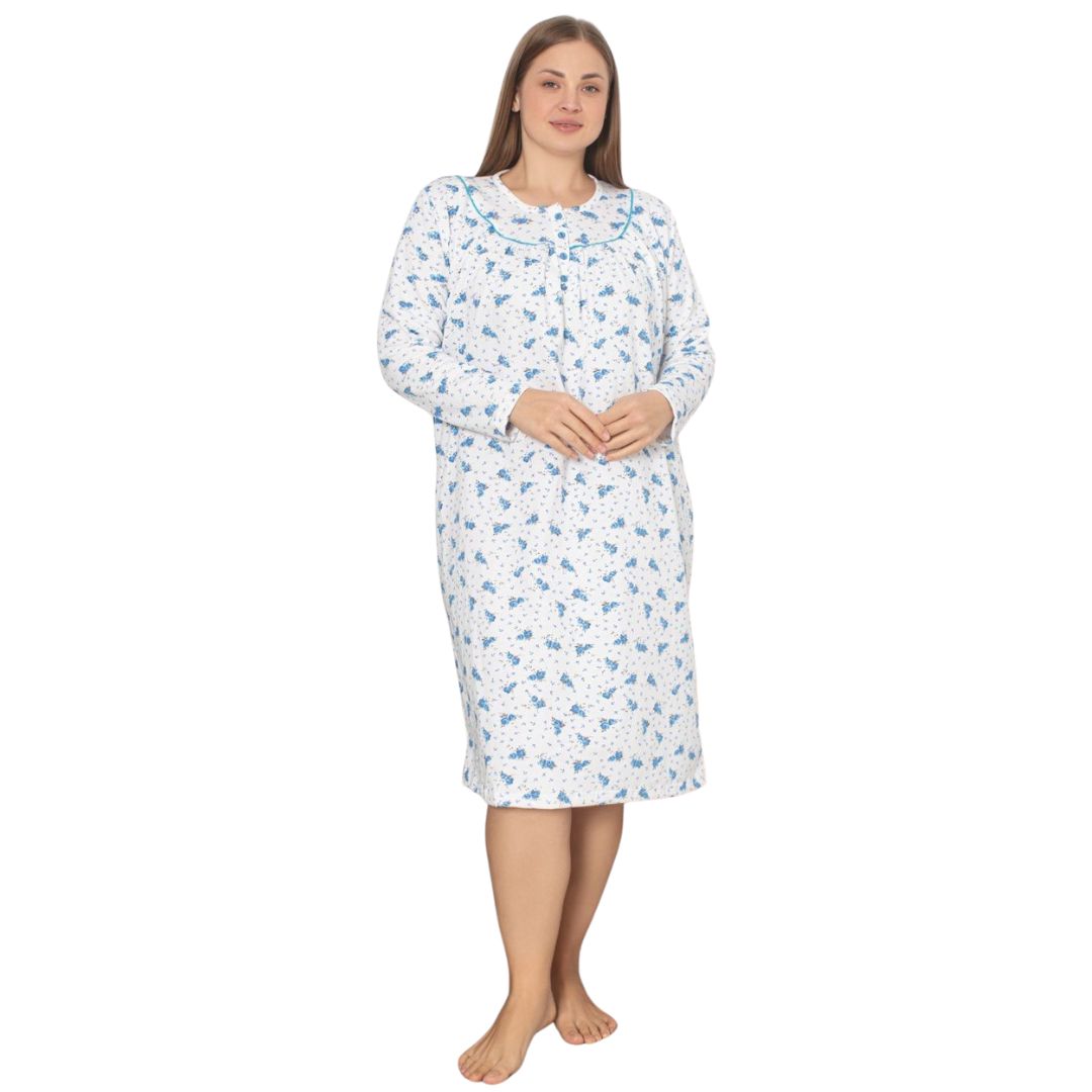 Camasa de Noapte Baki Vatuite, Material Moale, Caldura si Confort, Pentru Femei | 0079-PK