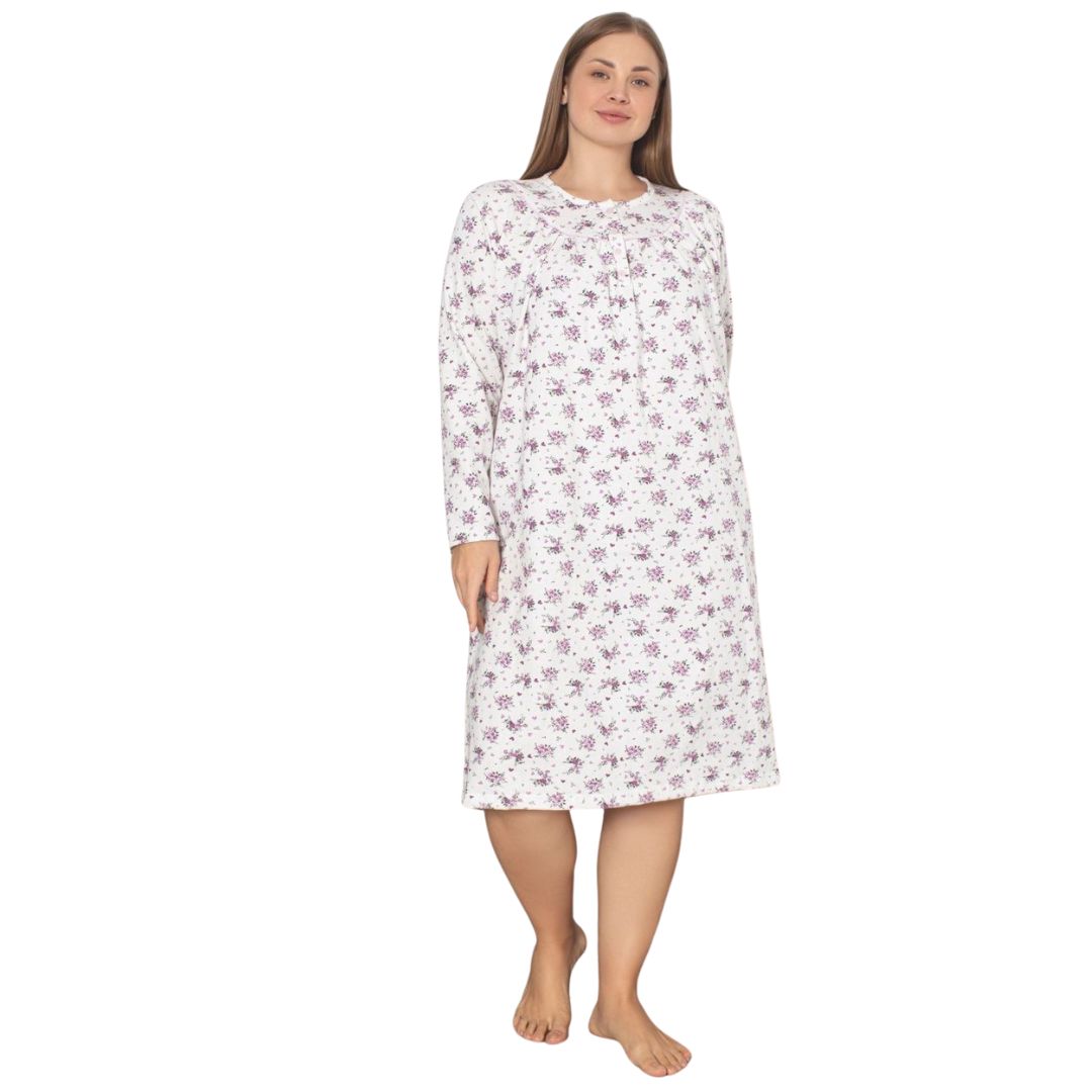 Camasa de Noapte Baki Vatuite, Material Moale, Caldura si Confort, Pentru Femei | 0080-PK