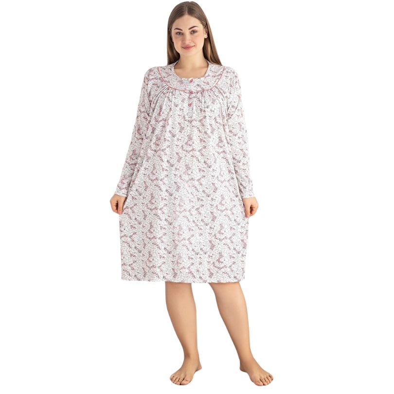 Camasa de Noapte Berfin, Material Moale, Confort si Eleganta, Pentru Femei, Toate Sezoanele | 0245-PK