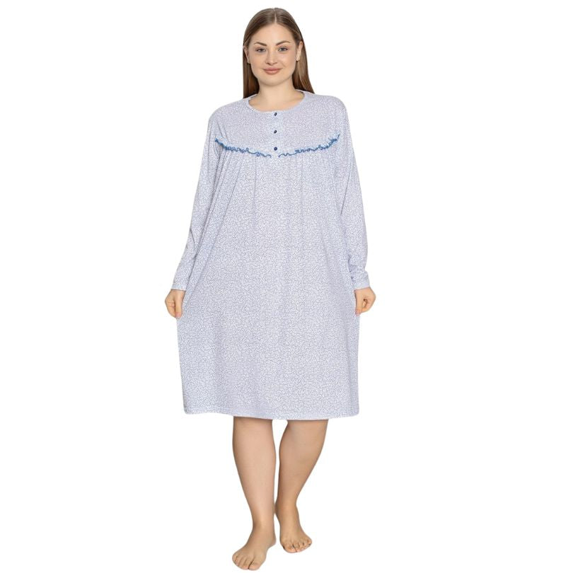 Camasa de Noapte Berfin, Material Moale, Confort si Eleganta, Pentru Femei, Toate Sezoanele | 0246-PK