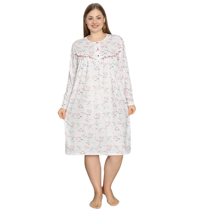 Camasa de Noapte Berfin, Material Moale, Confort si Eleganta, Pentru Femei, Toate Sezoanele | 0247-PK