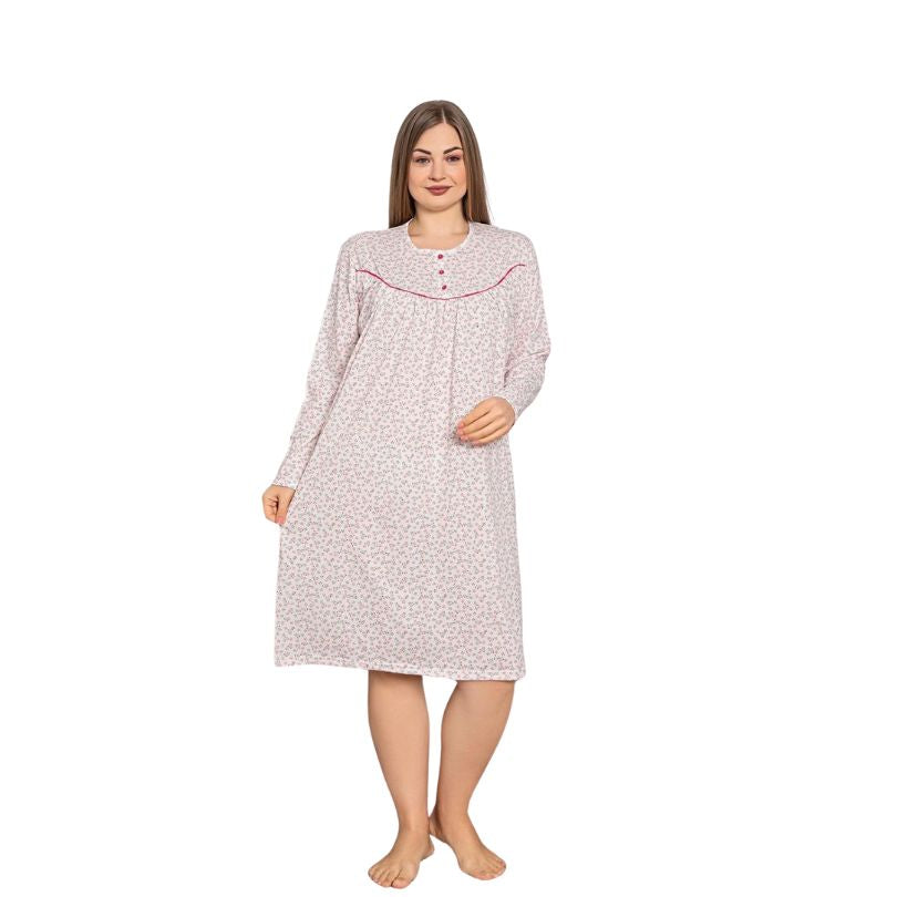 Camasa de Noapte Berfin, Material Moale, Confort si Eleganta, Pentru Femei, Toate Sezoanele | 0248-PK 