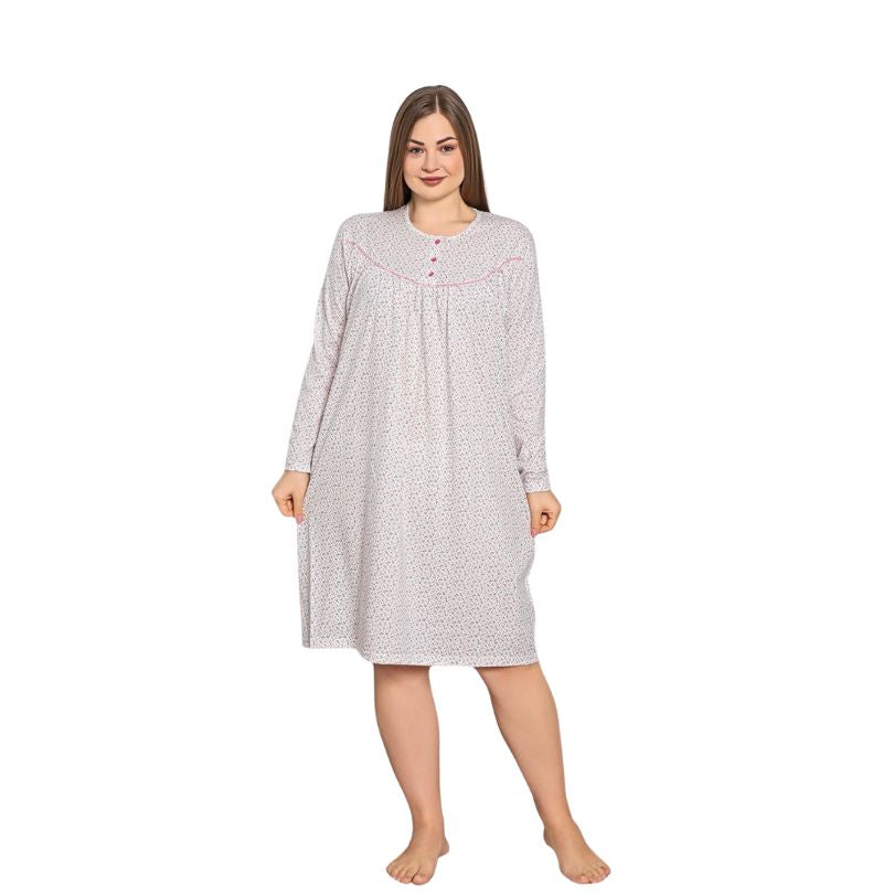 Camasa de Noapte Berfin, Material Moale, Confort si Eleganta, Pentru Femei, Toate Sezoanele | 0249-PK 