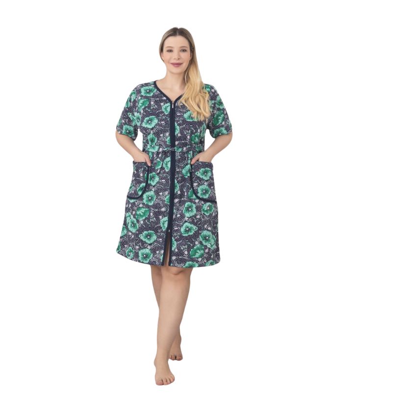 Capot de casa Baki maneca scurta, Material Moale, Confort si Stil, Pentru Femei, Ideal pentru Vara | 0218-PK Imagine principală a produsului