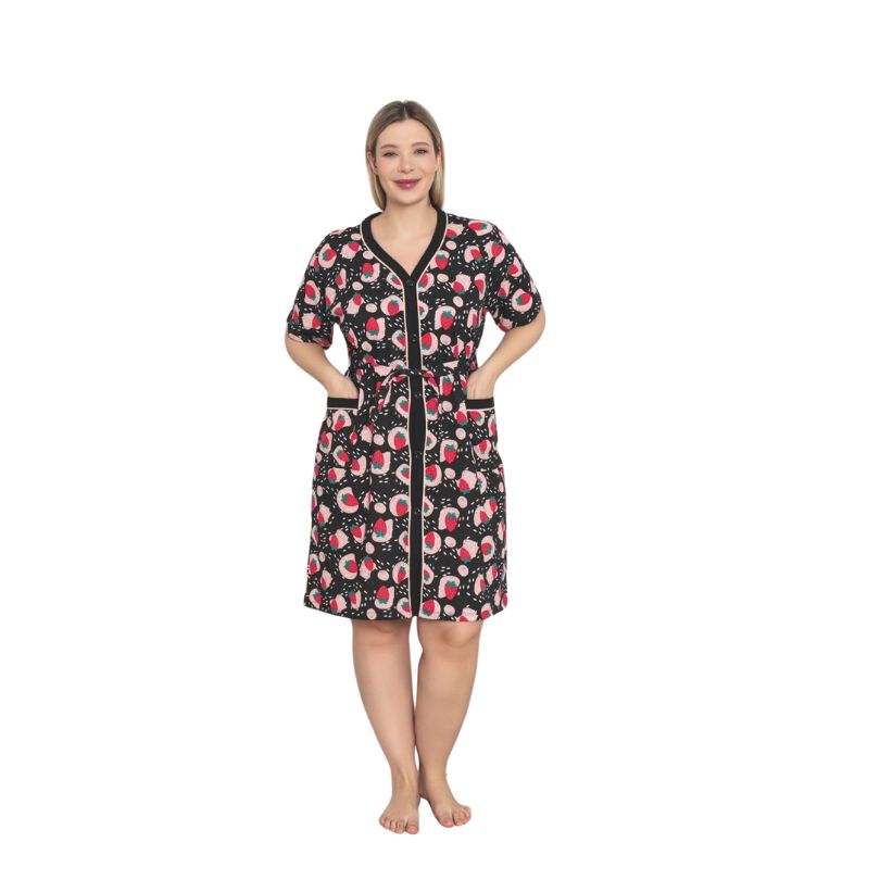 Capot de casa Baki maneca scurta, Material Moale, Confort si Stil, Pentru Femei, Ideal pentru Vara | 0222-PK Imagine principală a produsului