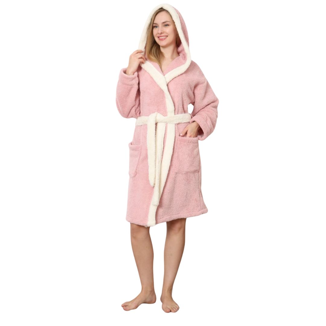 Halat Dama Cocolino Scurt, Material Pufos, Pentru Femei, Casual, Toamna Iarna | 0082-PK