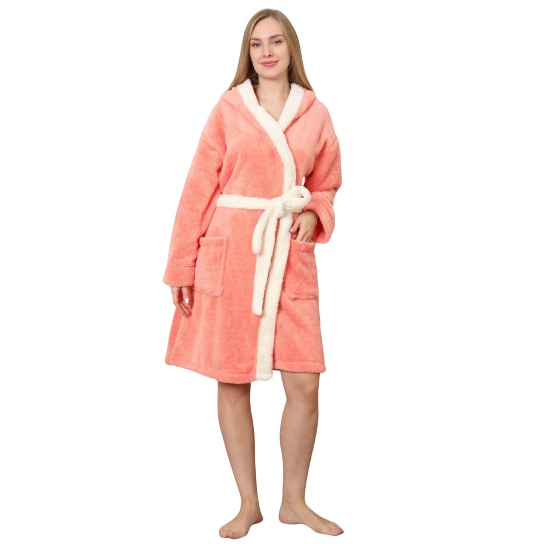 Halat Dama Cocolino Scurt, Material Pufos, Pentru Femei, Casual, Toamna Iarna | 0085-PK