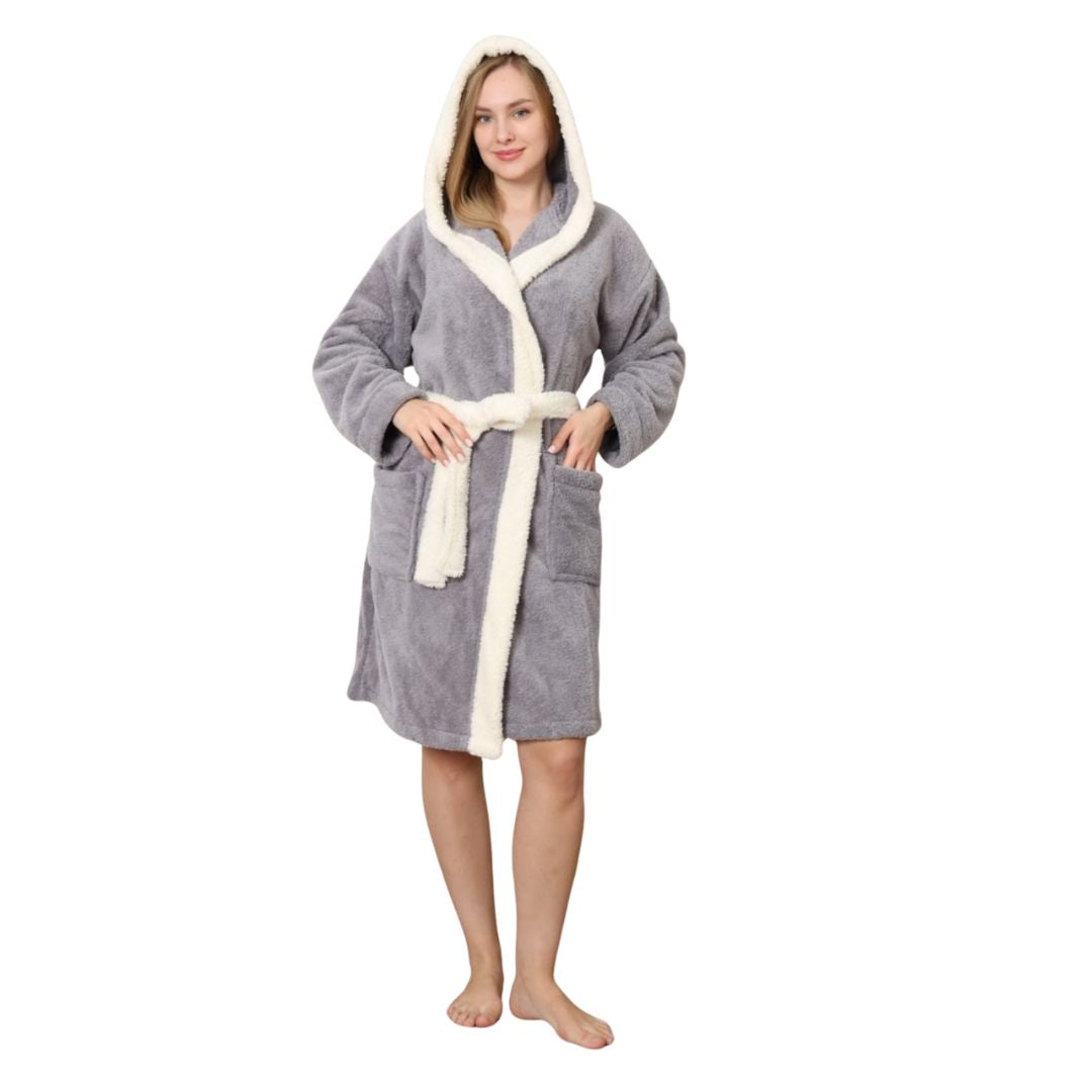 Halat Dama Cocolino Scurt, Material Pufos, Pentru Femei, Casual, Toamna Iarna | 0086-PK Imagine principală a produsului