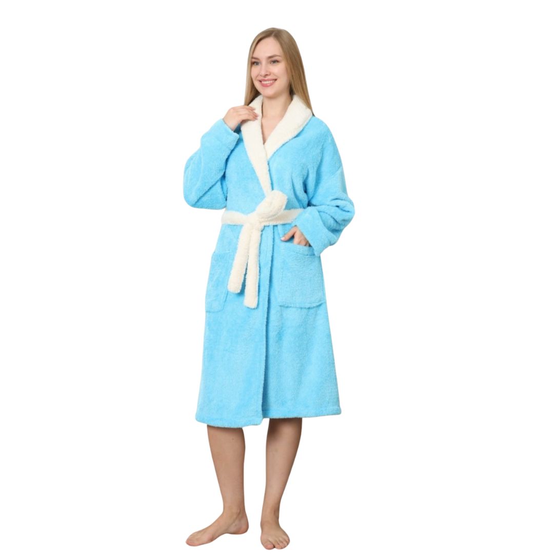 Halat Dama Cocolino Scurt, Material Pufos, Pentru Femei, Casual, Toamna Iarna | 0088-PK Imagine principală a produsului