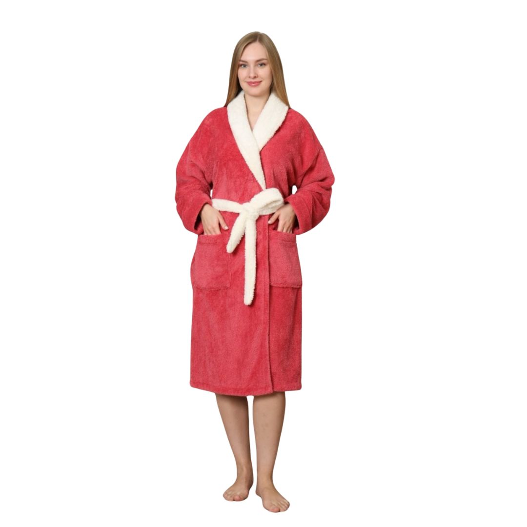 Halat Dama Cocolino Scurt, Material Pufos, Pentru Femei, Casual, Toamna Iarna | 0090-PK