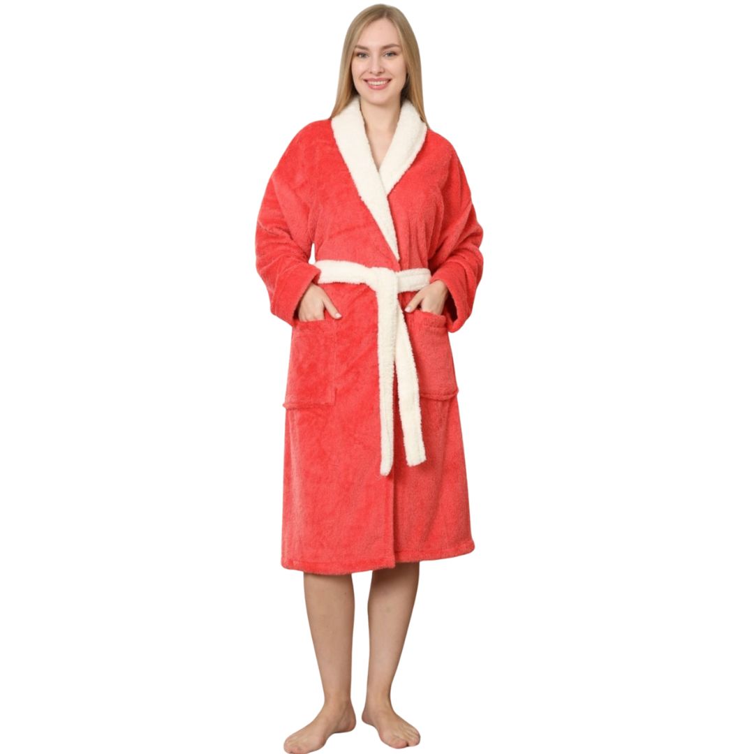 Halat Dama Cocolino Scurt, Material Pufos, Pentru Femei, Casual, Toamna Iarna | 0091-PK 