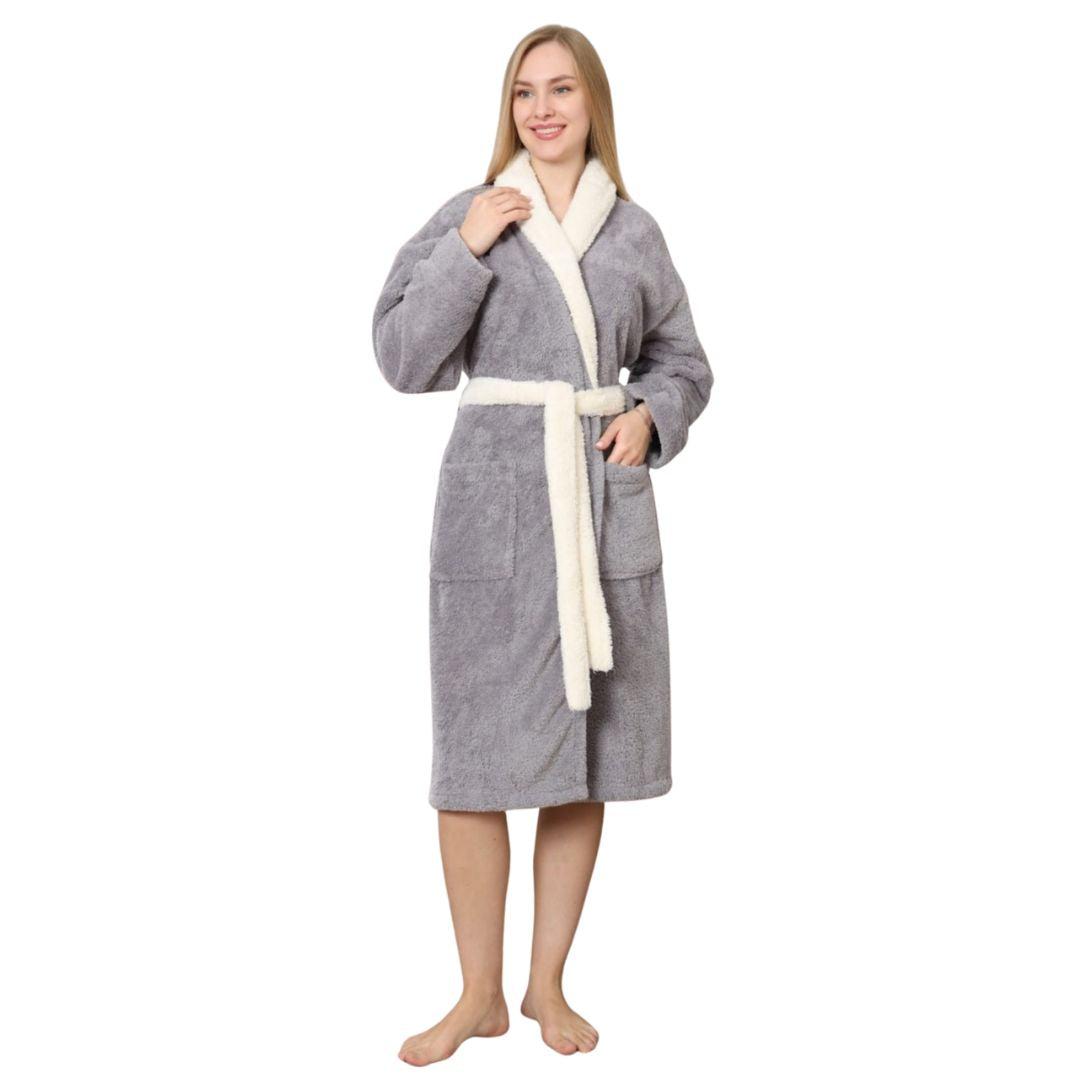 Halat Dama Cocolino Scurt, Material Pufos, Pentru Femei, Casual, Toamna Iarna | 0093-PK