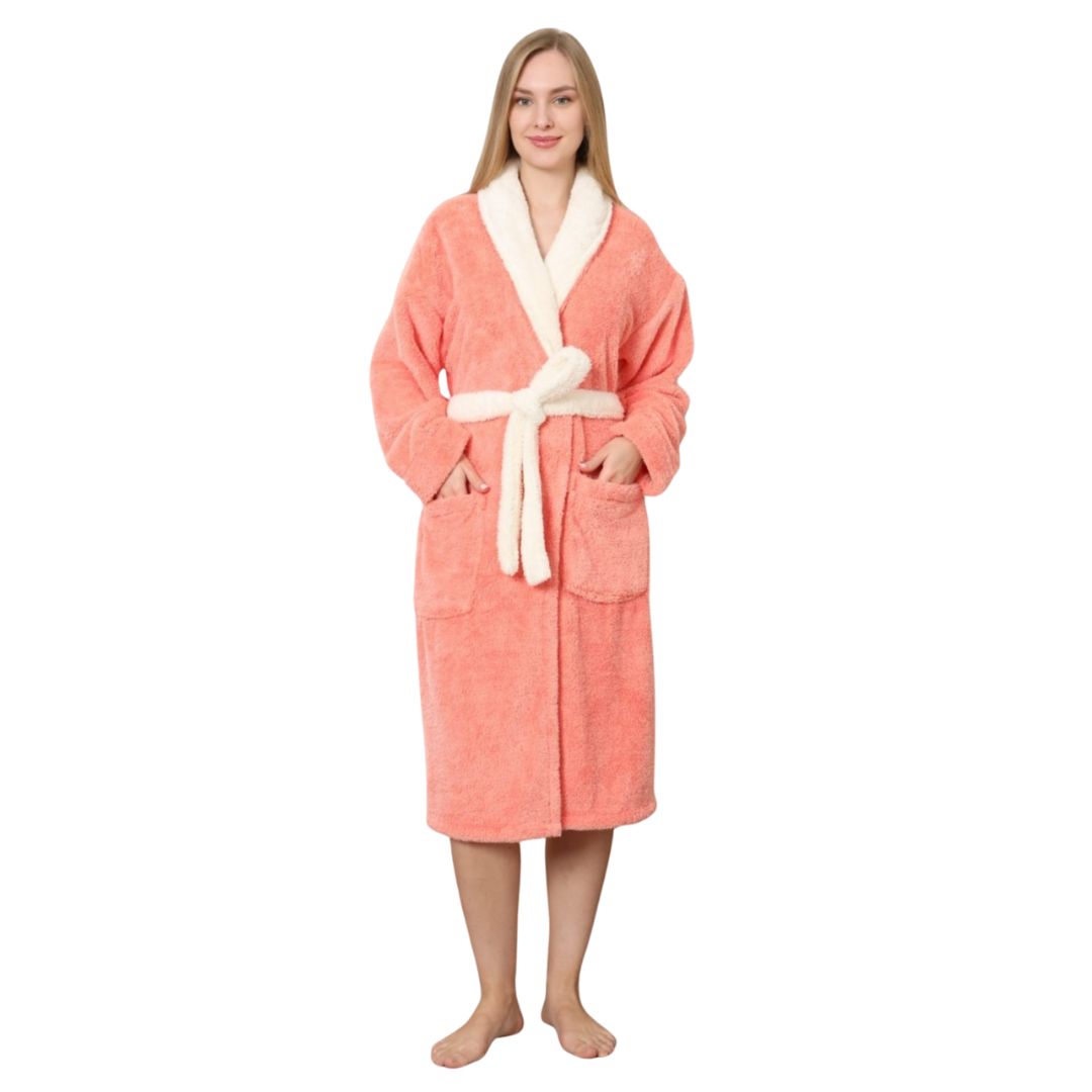 Halat Dama Cocolino Scurt, Material Pufos, Pentru Femei, Casual, Toamna Iarna | 0096-PK