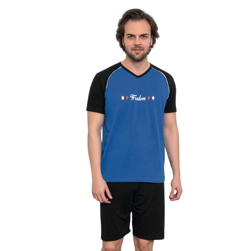 Pijama Barbati Baki Lycra Capri, Material Elastic si Moale, Confort si Lejeritate, Pentru Vara | 0513-PK