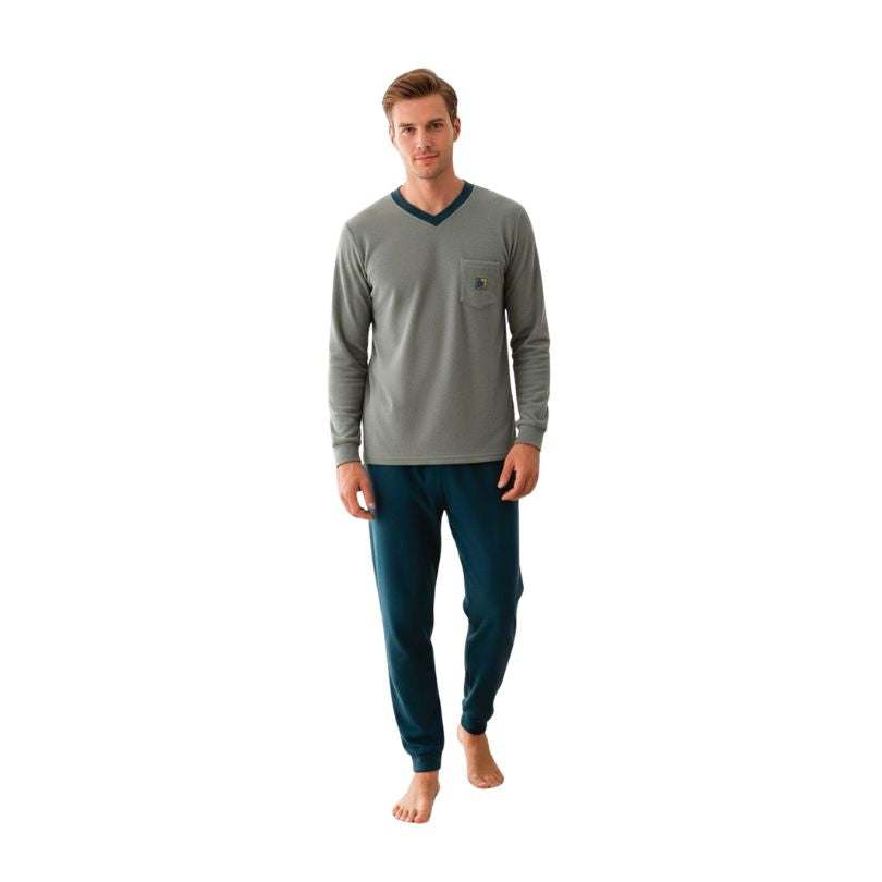 Pijama Barbati Baki Polar, Material Gros si Moale, Caldura si Confort, Pentru Iarna, Stil Modern | 0440-PK Imagine principală a produsului