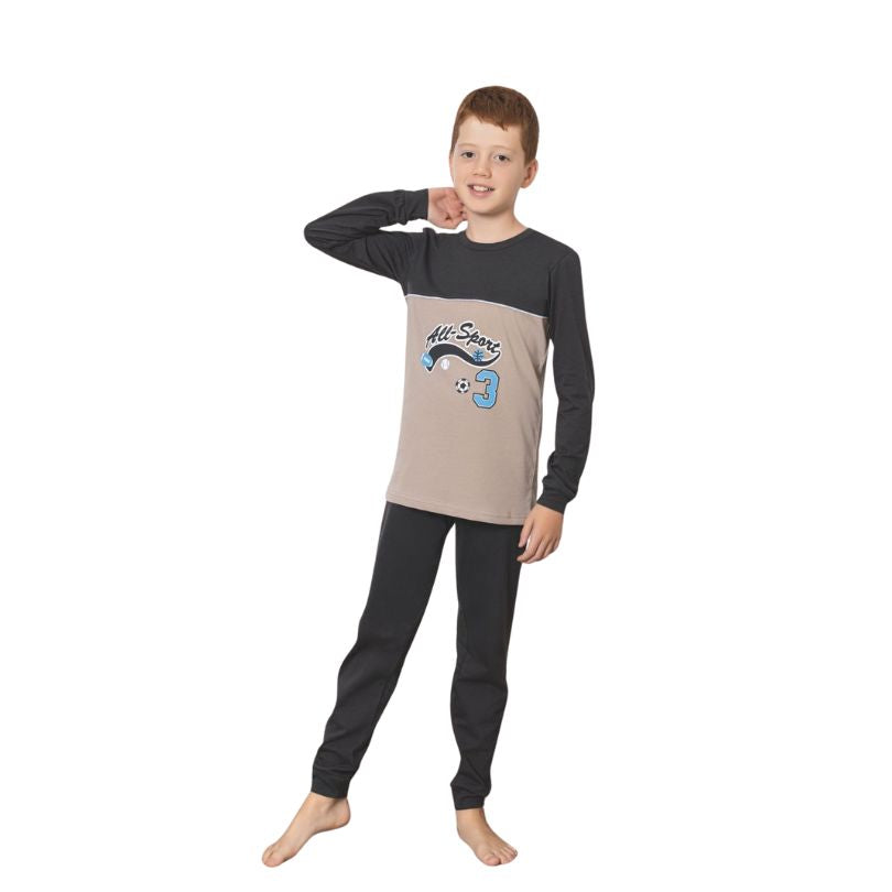 Pijama Copii Baieti Baki Penye, Material Moale si Respirabil, Confort si Siguranta, Design Vesel, Pentru Toate Sezoanele | 0677-PK