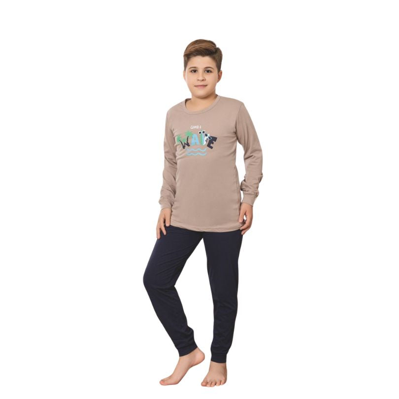 Pijama Copii Baieti Baki Penye, Material Moale si Respirabil, Confort si Siguranta, Design Vesel, Pentru Toate Sezoanele | 0684-PK