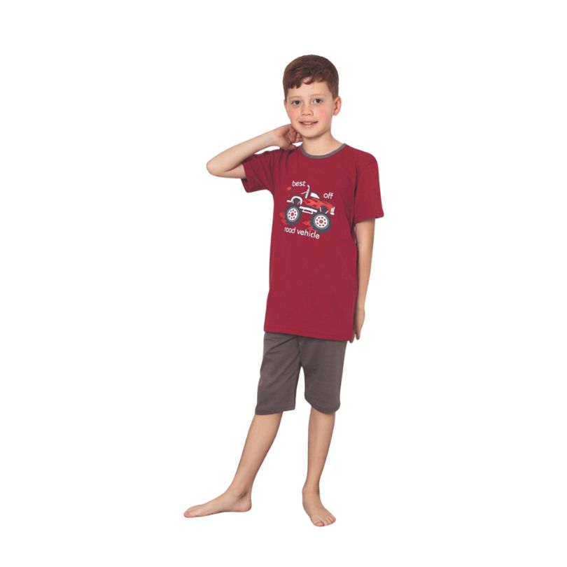 Pijama Copii Baieti Berfin 3/4, Material Moale si Respirabil, Confort si Libertate de Miscare, Design Vesel, Pentru Vara | 0687-PK Imagine principală a produsului