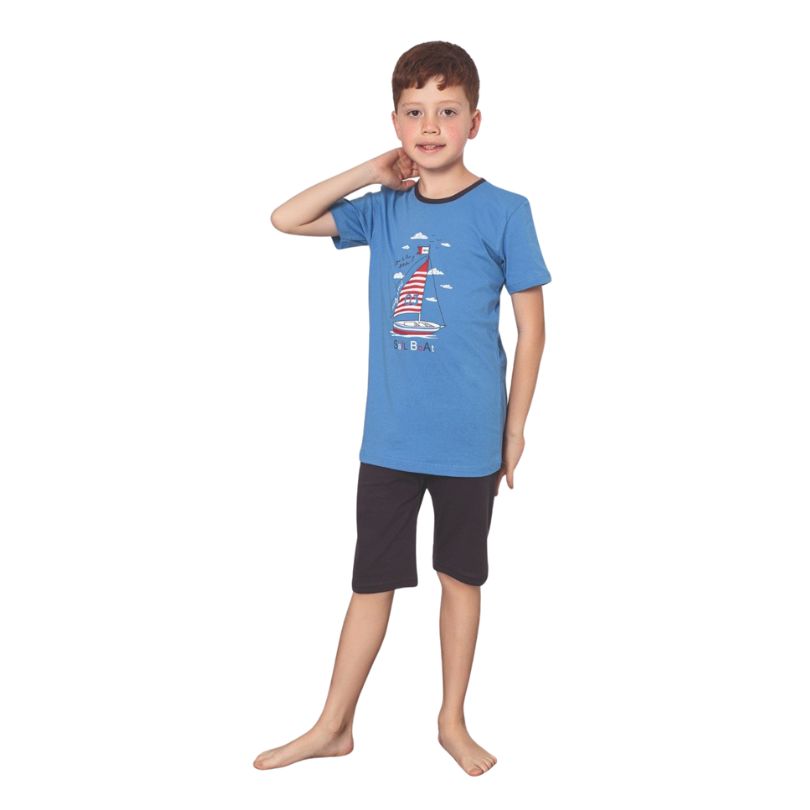 Pijama Copii Baieti Berfin 3/4, Material Moale si Respirabil, Confort si Libertate de Miscare, Design Vesel, Pentru Vara | 0688-PK Imagine principală a produsului