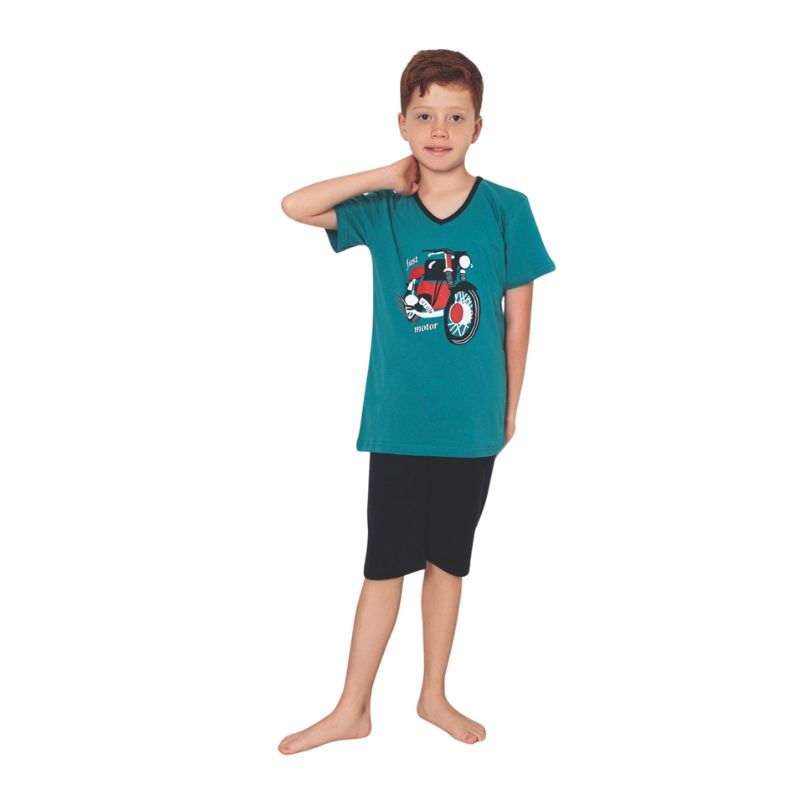 Pijama Copii Baieti Berfin 3/4, Material Moale si Respirabil, Confort si Libertate de Miscare, Design Vesel, Pentru Vara | 0689-PK Imagine principală a produsului