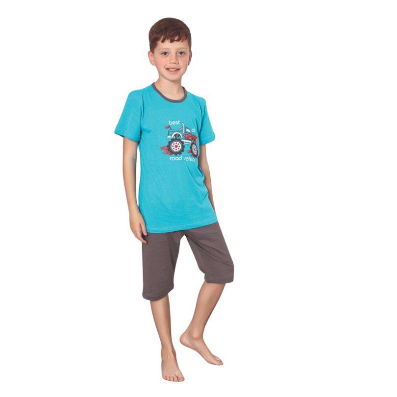 Pijama Copii Baieti Berfin 3/4, Material Moale si Respirabil, Confort si Libertate de Miscare, Design Vesel, Pentru Vara | 0692-PK Imagine principală a produsului