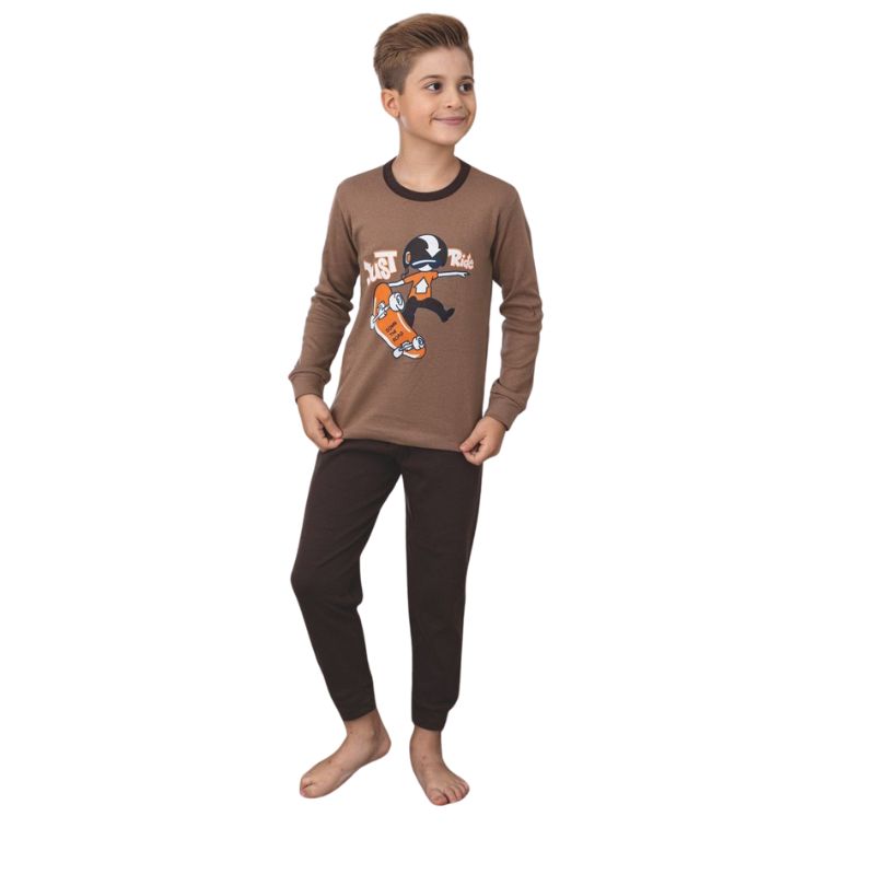Pijama Copii Baieti Berfin Interlok, Material Gros si Cald, Confort si Siguranta, Design Vesel, Pentru Iarna | 0666-PK