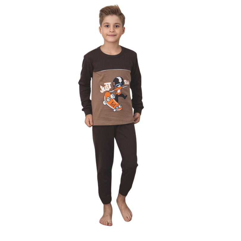 Pijama Copii Baieti Berfin Interlok, Material Gros si Cald, Confort si Siguranta, Design Vesel, Pentru Iarna | 0667-PK