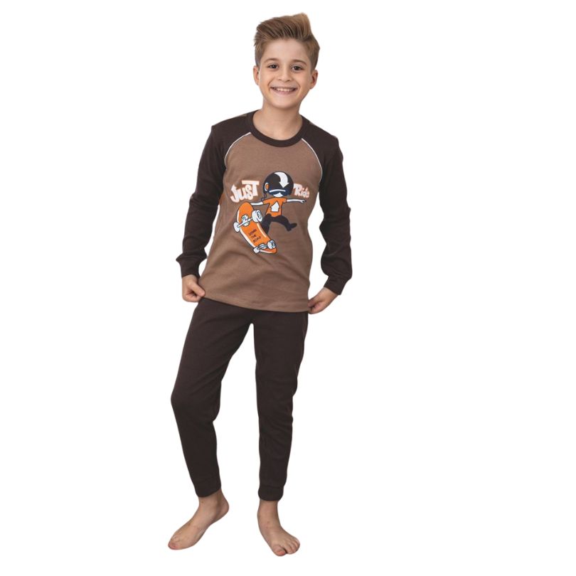 Pijama Copii Baieti Berfin Interlok, Material Gros si Cald, Confort si Siguranta, Design Vesel, Pentru Iarna | 0669-PK