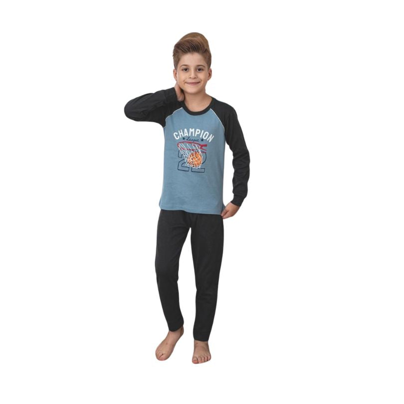 Pijama Copii Baieti Berfin Interlok, Material Gros si Cald, Confort si Siguranta, Design Vesel, Pentru Iarna | 0674-PK