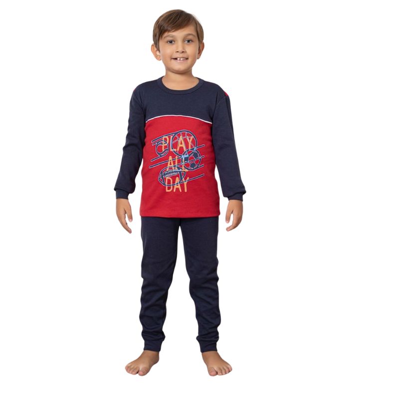 Pijama Copii Baieti Berfin Interlok, Material Gros si Cald, Confort si Siguranta, Design Vesel, Pentru Iarna | 0676-PK