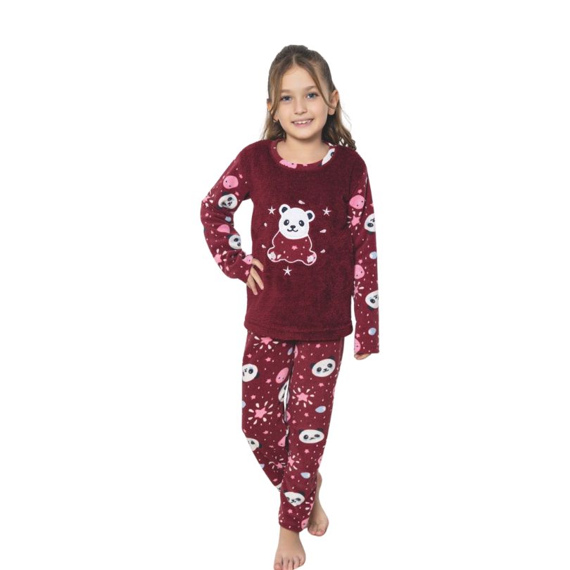 Pijama Copii Fete Baki Cocolino, Material Gros si Pufos, Caldura si Siguranta, Design Vesel, Pentru Iarna | 0639-PK Imagine principală a produsului