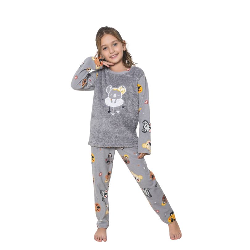 Pijama Copii Fete Baki Cocolino, Material Gros si Pufos, Caldura si Siguranta, Design Vesel, Pentru Iarna | 0640-PK Imagine principală a produsului