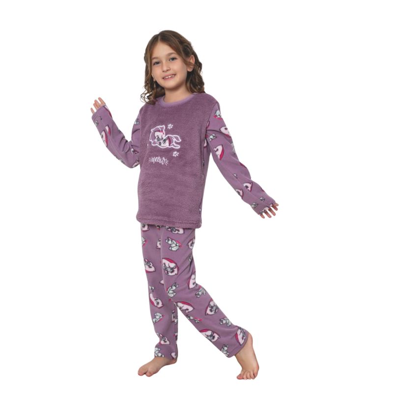 Pijama Copii Fete Baki Cocolino, Material Gros si Pufos, Caldura si Siguranta, Design Vesel, Pentru Iarna | 0642-PK Imagine principală a produsului