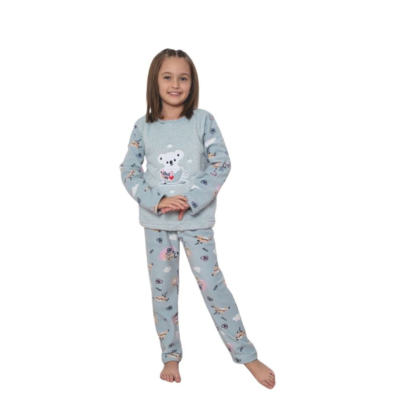 Pijama Copii Fete Baki Cocolino, Material Gros si Pufos, Caldura si Siguranta, Design Vesel, Pentru Iarna | 0644-PK
