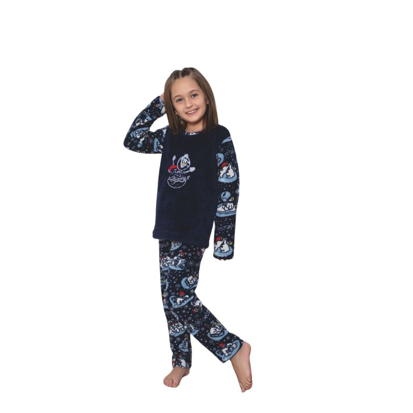 Pijama Copii Fete Baki Cocolino, Material Gros si Pufos, Caldura si Siguranta, Design Vesel, Pentru Iarna | 0646-PK Imagine principală a produsului
