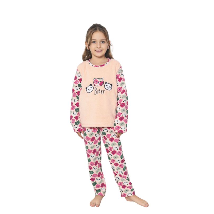 Pijama Copii Fete Baki Cocolino, Material Gros si Pufos, Caldura si Siguranta, Design Vesel, Pentru Iarna | 0647-PK  Imagine principală a produsului