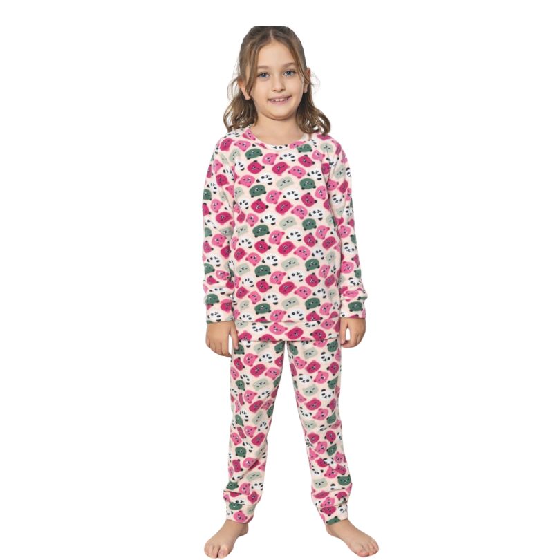 Pijama Copii Fete Baki Polar, Material Gros si Cald, Confort si Siguranta, Design Vesel, Pentru Iarna | 0622-PK