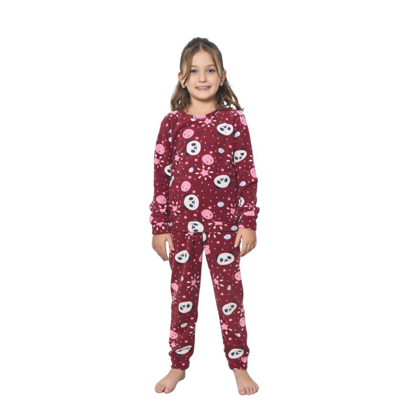 Pijama Copii Fete Baki Polar, Material Gros si Cald, Confort si Siguranta, Design Vesel, Pentru Iarna | 0623-PK