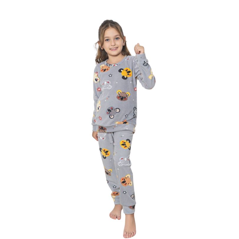 Pijama Copii Fete Baki Polar, Material Gros si Cald, Confort si Siguranta, Design Vesel, Pentru Iarna | 0624-PK