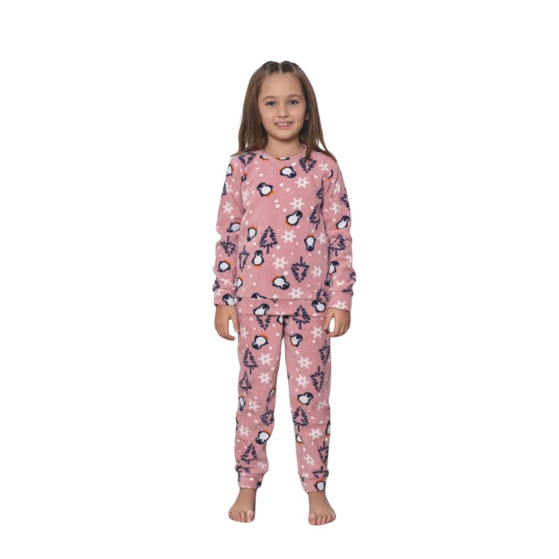 Pijama Copii Fete Baki Polar, Material Gros si Cald, Confort si Siguranta, Design Vesel, Pentru Iarna | 0628-PK