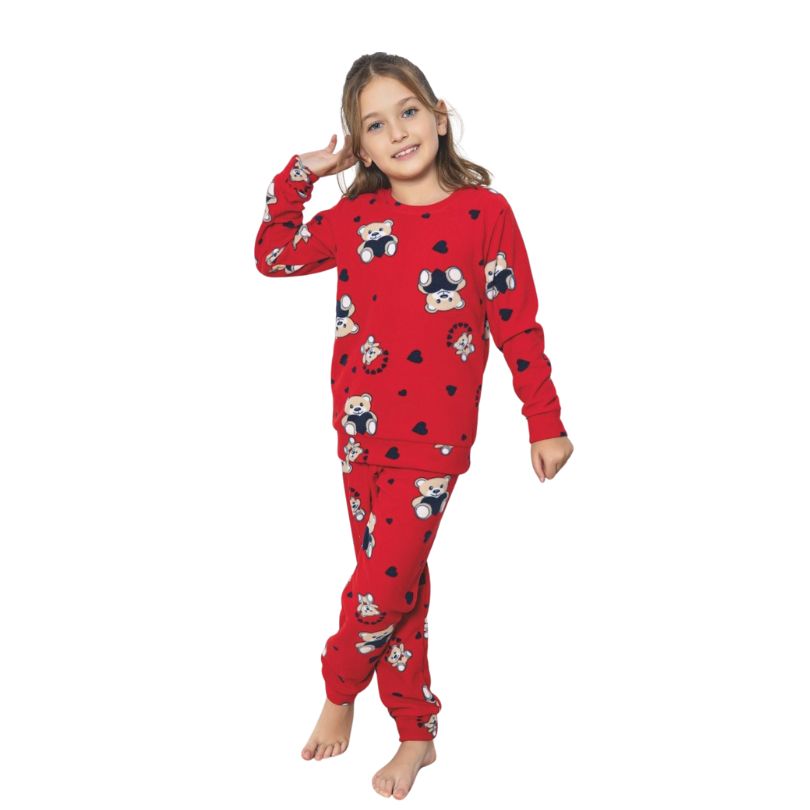 Pijama Copii Fete Baki Polar, Material Gros si Cald, Confort si Siguranta, Design Vesel, Pentru Iarna | 0631-PK