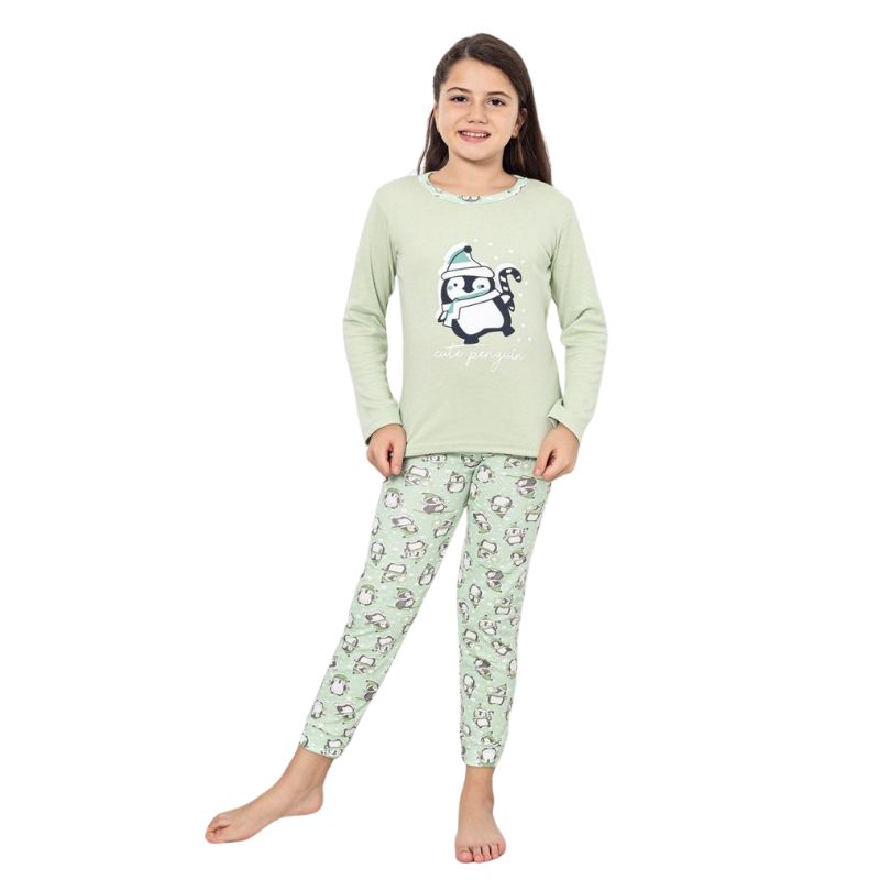 Pijama Copii Fete Berfin Interlok, Material Gros si Cald, Confort si Siguranta, Pentru Iarna, Design Vesel | 0611-PK